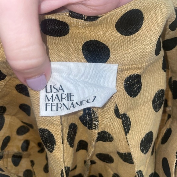 Lisa Marie Fernandez Black and Gold Polka Dot High Waist Linen Shorts Size 2 - Picture 8 of 10
